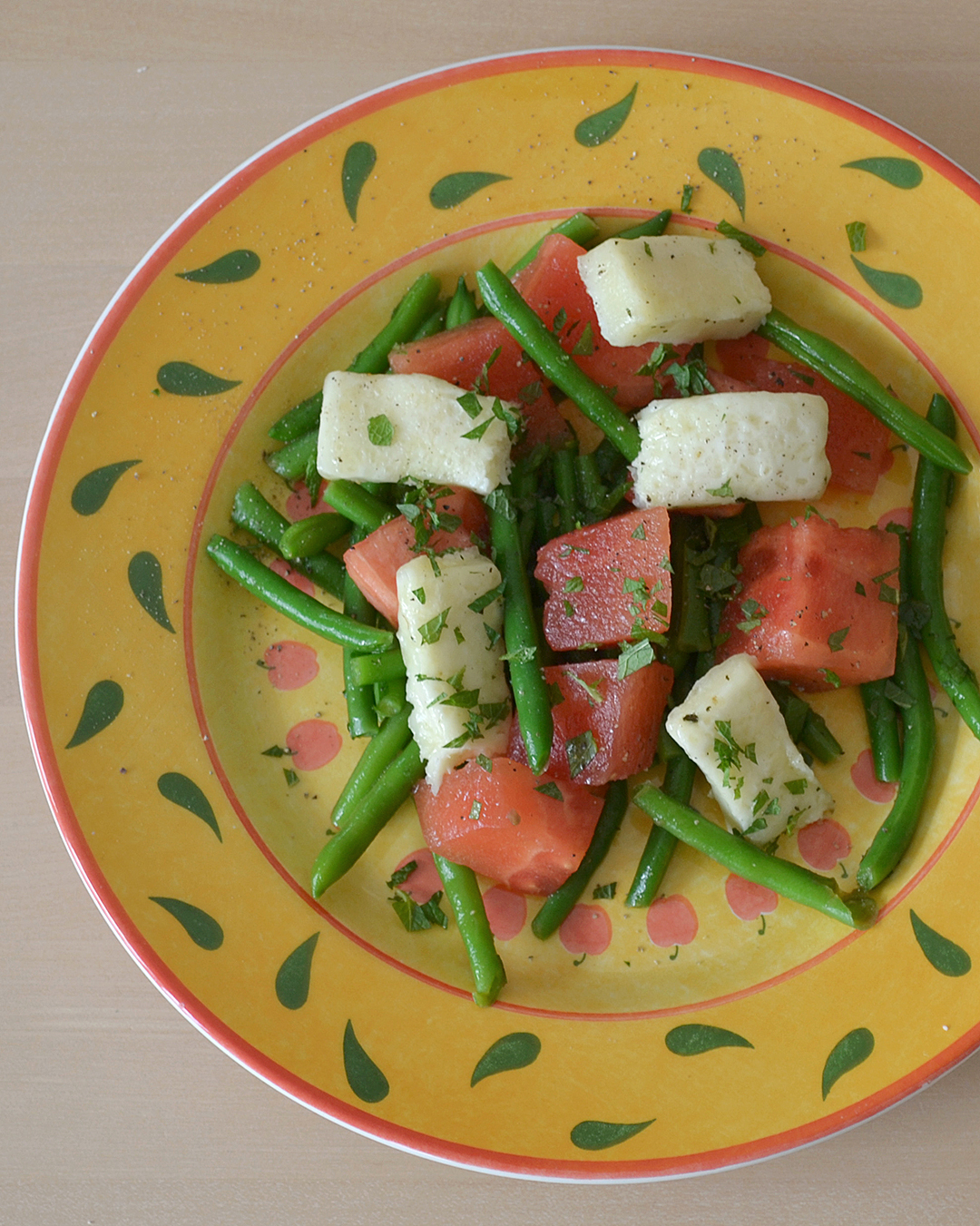 Salat med vandmelon og halloumi